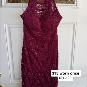 Elegant Burgundy Lace Dress